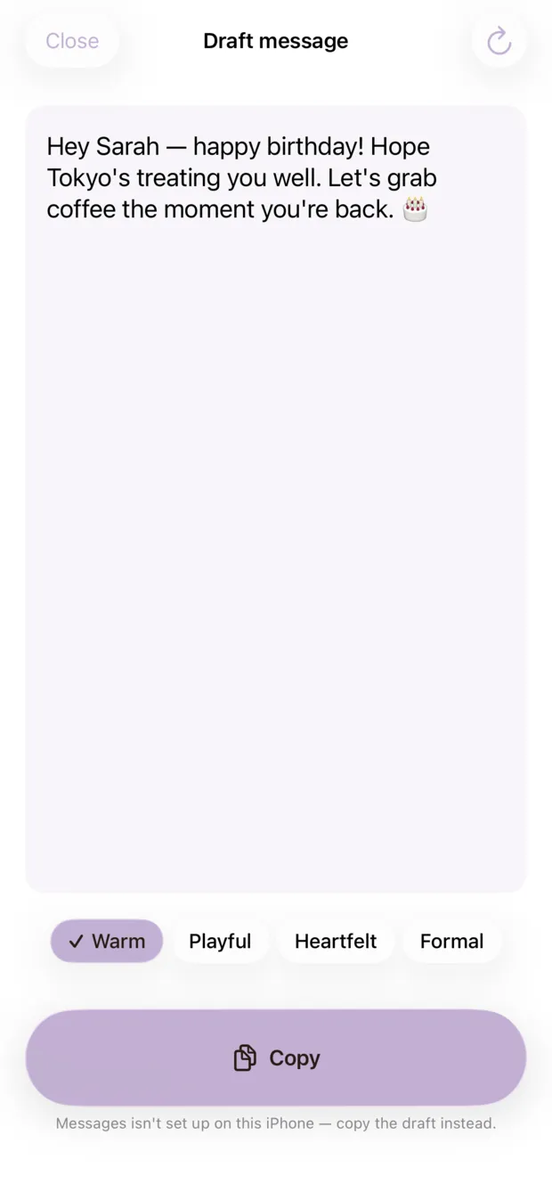 AI-drafted message