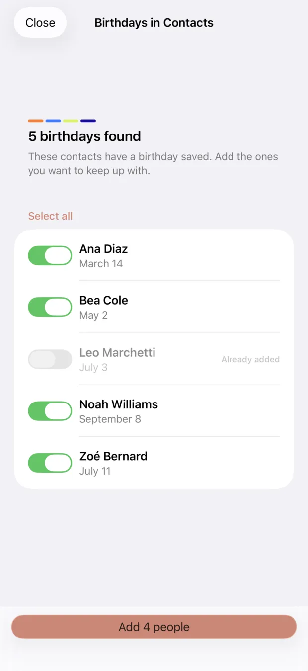Import from Contacts